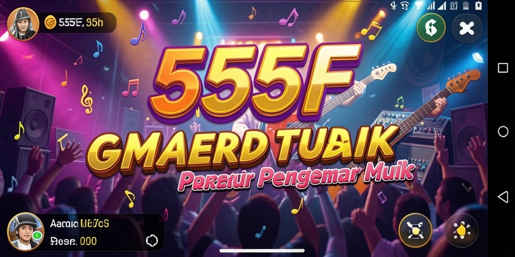 Screenshot 555F menampilkan gameplay musik yang interaktif dan menarik.