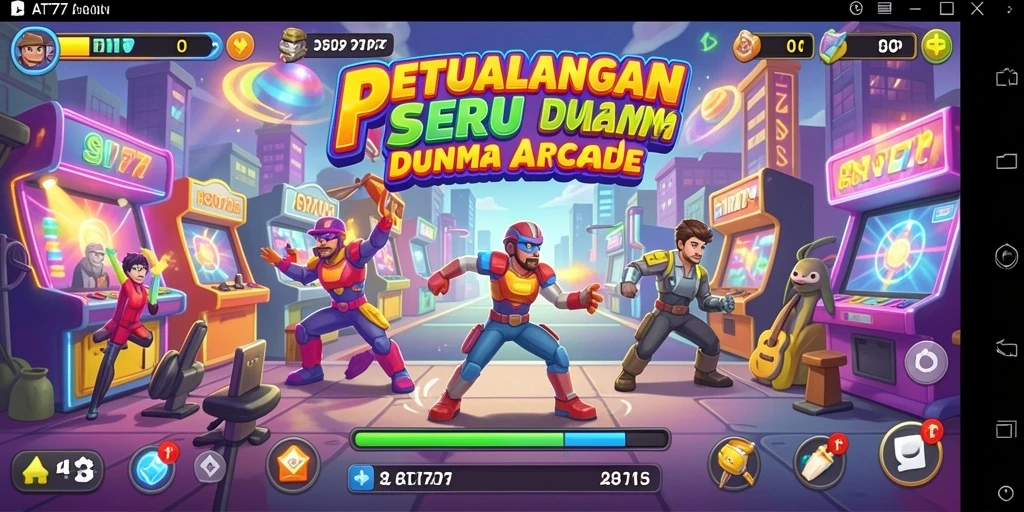 Tampilan gameplay AT777 yang penuh aksi dan warna-warni.