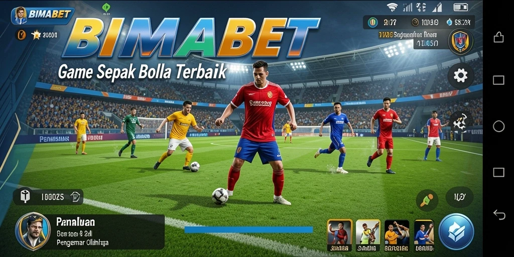 Tampilan gameplay mendebarkan di <strong>BIMABET</strong> dengan aksi sepak bola nyata.