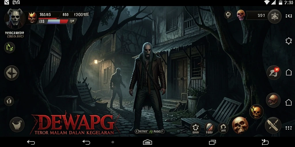Tangkapan layar menampilkan suasana menyeramkan dalam gameplay DEWAPG.