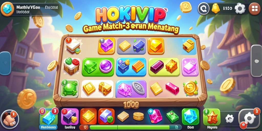Screenshot HOKIVIP menampilkan gameplay Match-3 yang menyenangkan.