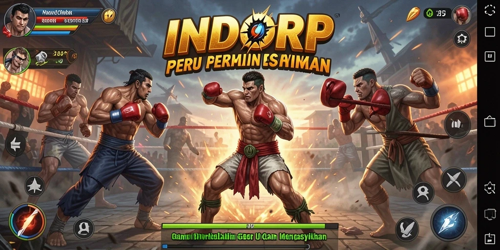 Tampilan gameplay pertarungan seru di INDORP dengan karakter unik.