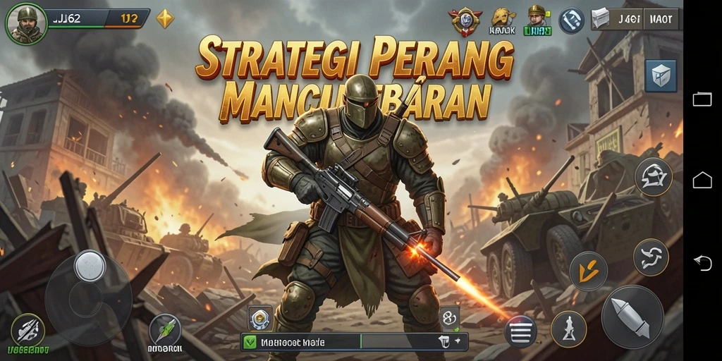 Screenshot gameplay JJ62 menampilkan pertempuran strategis yang intens.