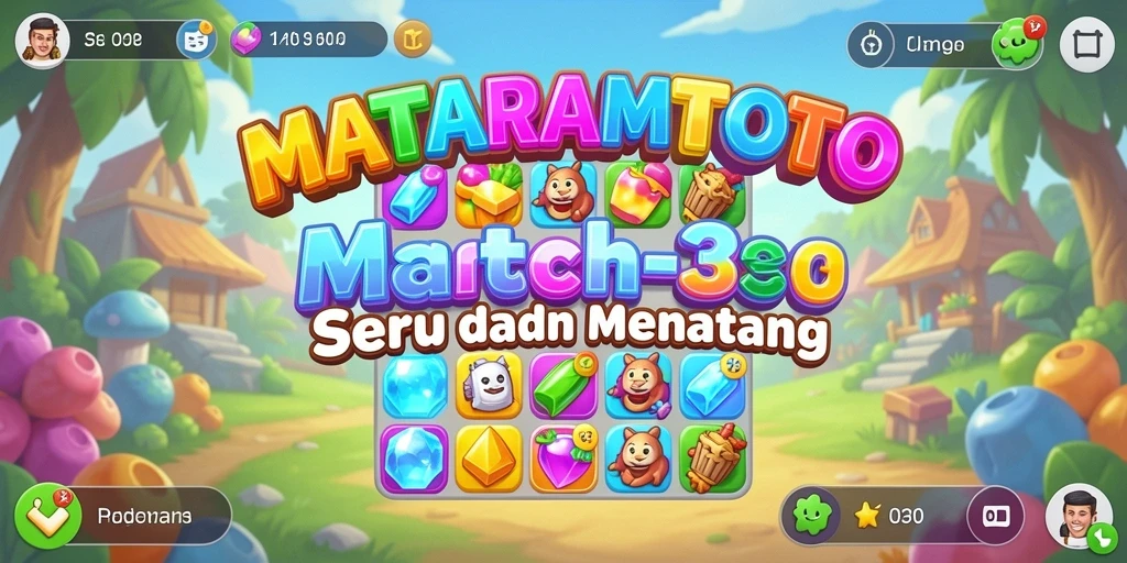Screenshot gameplay seru dari MATARAMTOTO dengan level Match-3.