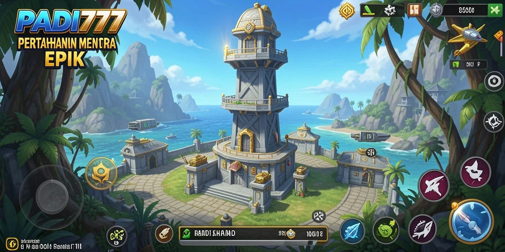 Tampilan gameplay menara pertahanan yang mendebarkan di PADI777.