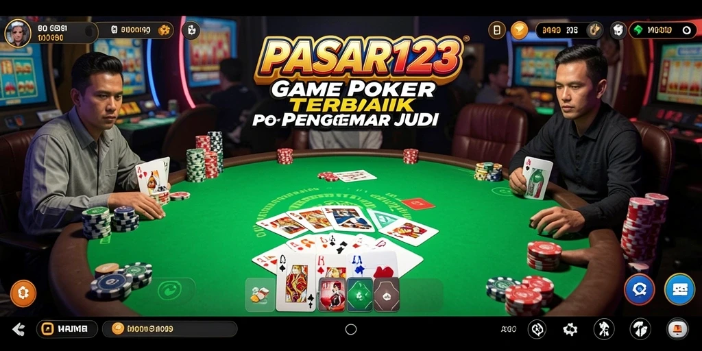 Screenshot utama PASAR123 menampilkan suasana seru permainan Poker.