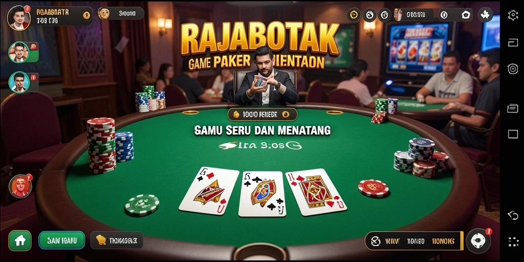 Tampilan gameplay seru dalam RAJABOTAK yang menghadirkan pengalaman Poker nyata.