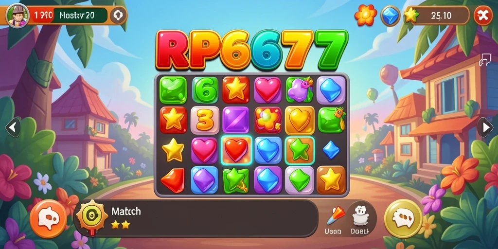Tampilan gameplay menarik dari RP6677 dengan elemen warna-warni.