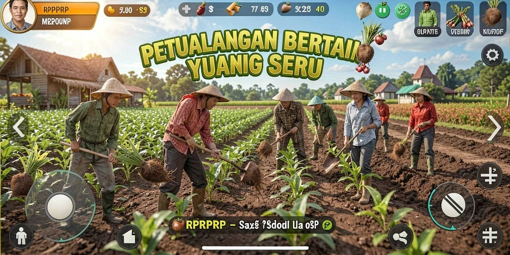 Gameplay seru bertani di RPRPRP dengan grafik yang memukau.
