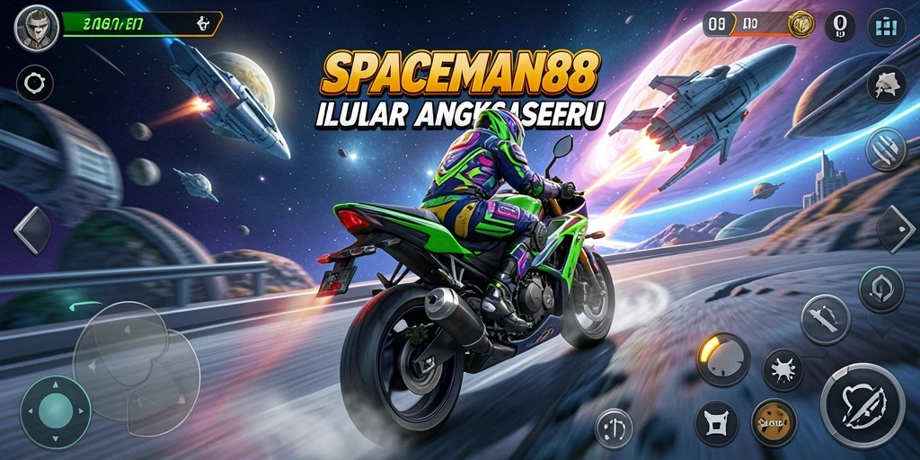 Tampilan gameplay SPACEMAN88 dengan balapan motor luar angkasa yang memukau.