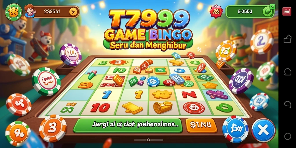 Tangkapan layar utama T9999 menunjukkan gameplay Bingo yang seru.