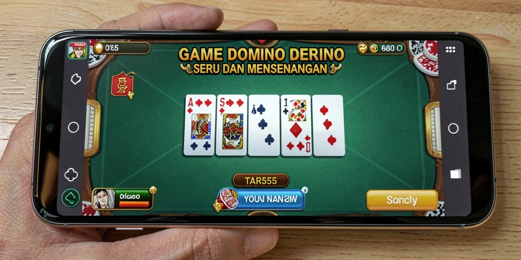 Screenshot gameplay TAR555 menampilkan aksi seru dalam permainan Domino.